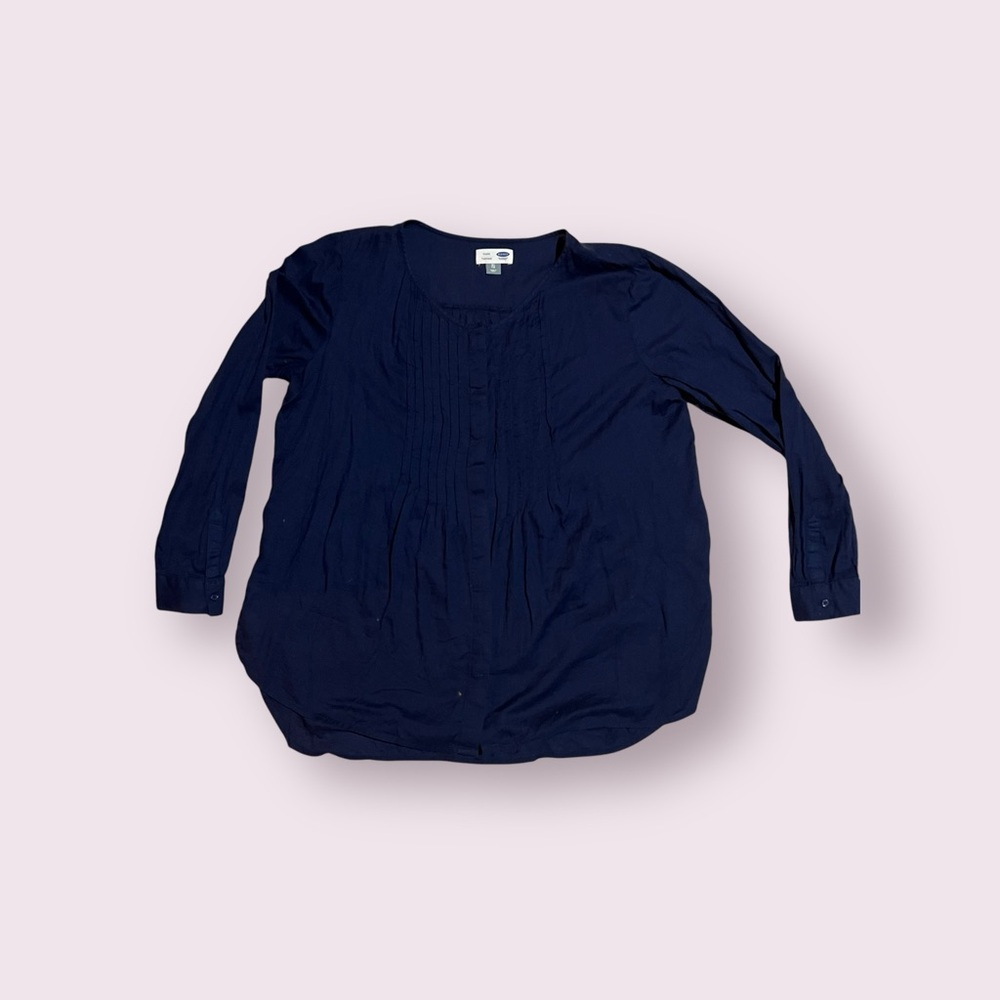 Old Navy Long Sleeve Ruffle Front Women’s Blouse Size XL Navy